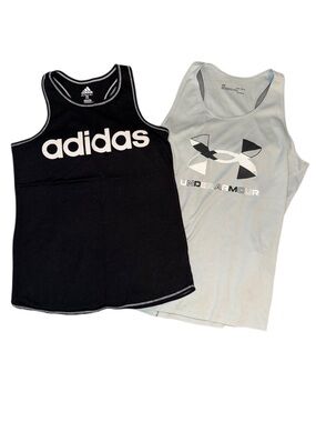 Adidas and Under Armour Black and Gray Tank Top Bundle Size Youth Large 14 Boys